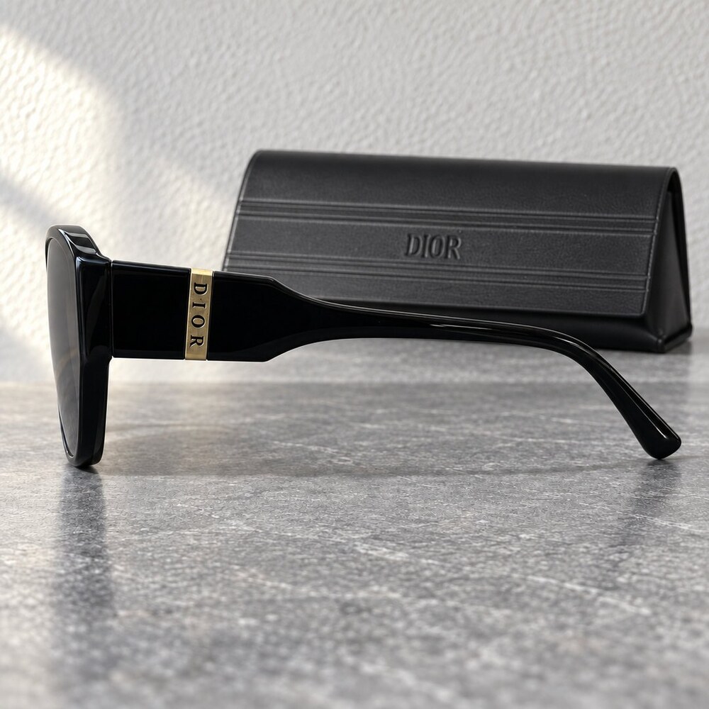 Dior Black Logo Square Sunglasses - Picture 3 of 6